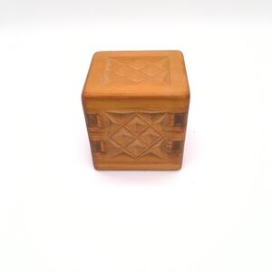 Boho Hand-Chiseled Wooden Memory Box - Natural Finish